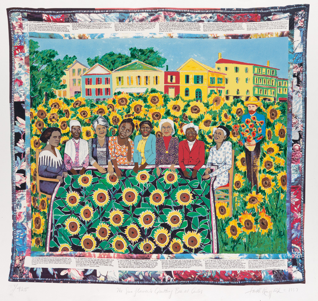 FAITH RINGGOLD (1930 -   ) The Sunflower Quilting Bee at Arles.